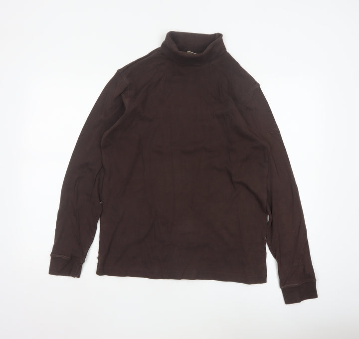 Cotton Traders Men's Brown Roll Neck Long Sleeve Cotton Top Size L