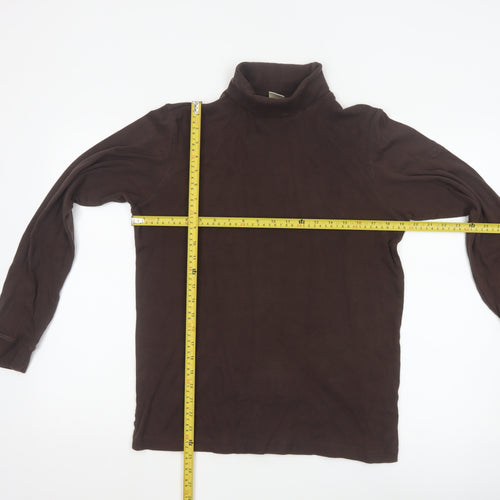 Cotton Traders Men's Brown Roll Neck Long Sleeve Cotton Top Size L