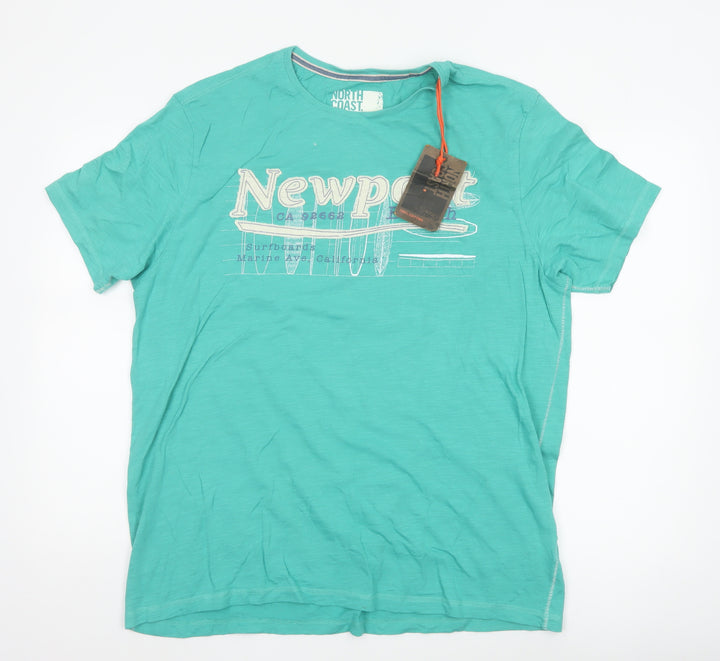 North Coast Men's Green Newport Beach Graphic Cotton T-Shirt XL
