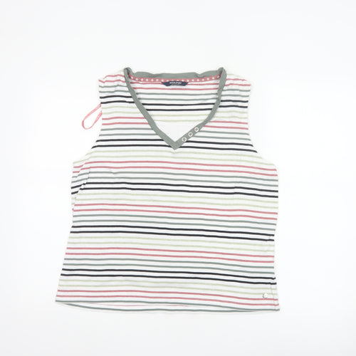 Maine New England Women's Multicoloured Striped V-Neck Cotton Tank Top Size 18