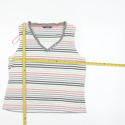 Maine New England Women's Multicoloured Striped V-Neck Cotton Tank Top Size 18