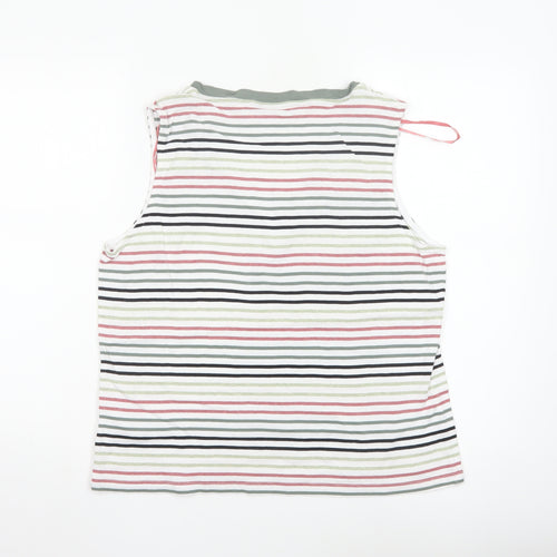 Maine New England Women's Multicoloured Striped V-Neck Cotton Tank Top Size 18