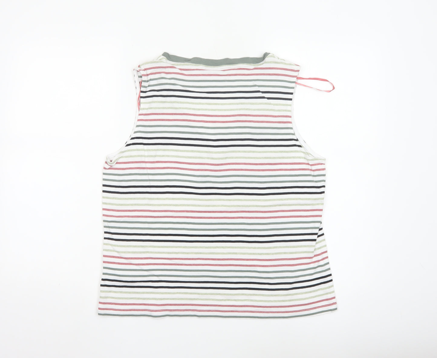 Maine New England Women's Multicoloured Striped V-Neck Cotton Tank Top Size 18