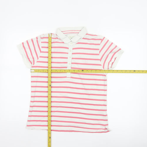 Crew Clothing Co. Women's Pink White Striped Polo Shirt Size 12