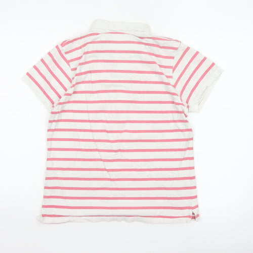 Crew Clothing Co. Women's Pink White Striped Polo Shirt Size 12
