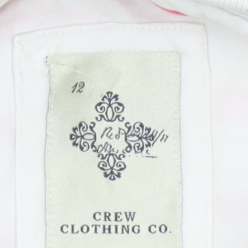 Crew Clothing Co. Women's Pink White Striped Polo Shirt Size 12