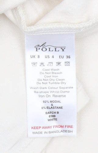 Oh Polly Women's White Size 8 Skater Mini Skirt Stretch Modal