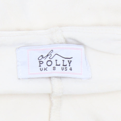 Oh Polly Women's White Size 8 Skater Mini Skirt Stretch Modal
