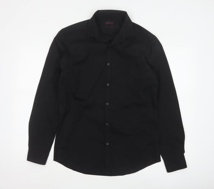 Red Herring Men's Black Slim Fit Long Sleeve Shirt 15in