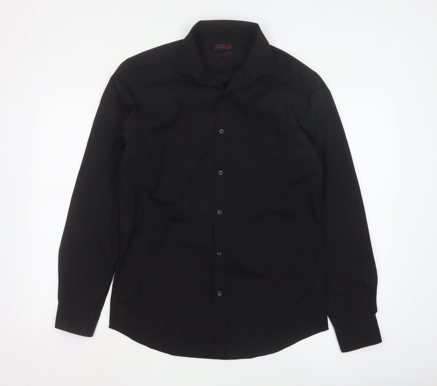 Red Herring Men's Black Slim Fit Long Sleeve Shirt 15in