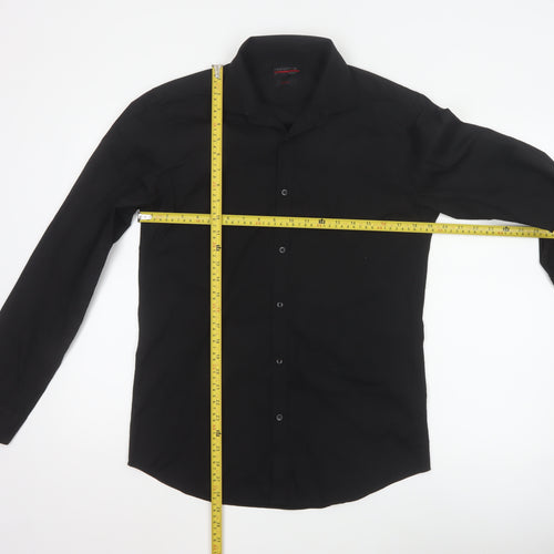 Red Herring Men's Black Slim Fit Long Sleeve Shirt 15in