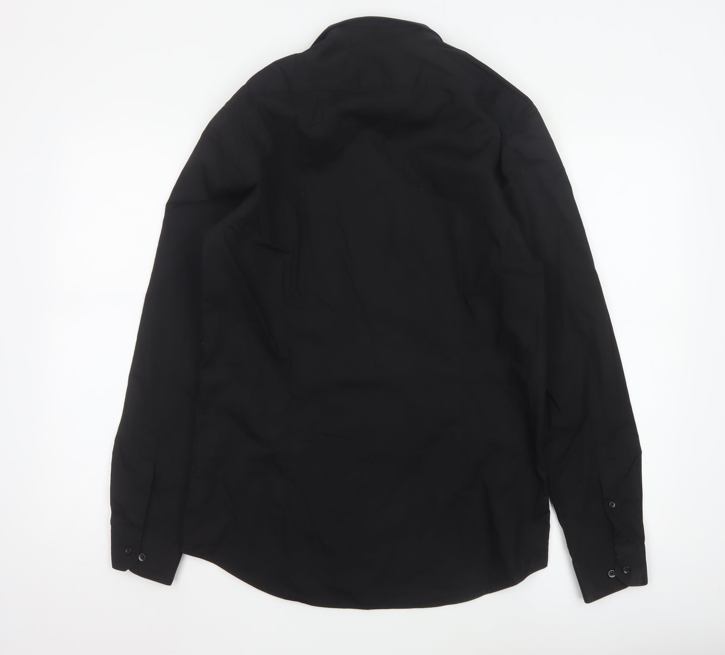 Red Herring Men's Black Slim Fit Long Sleeve Shirt 15in