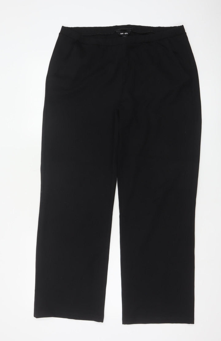 Saint + Sofia Women's Black Stretch Trousers Size 16 Regular Fit