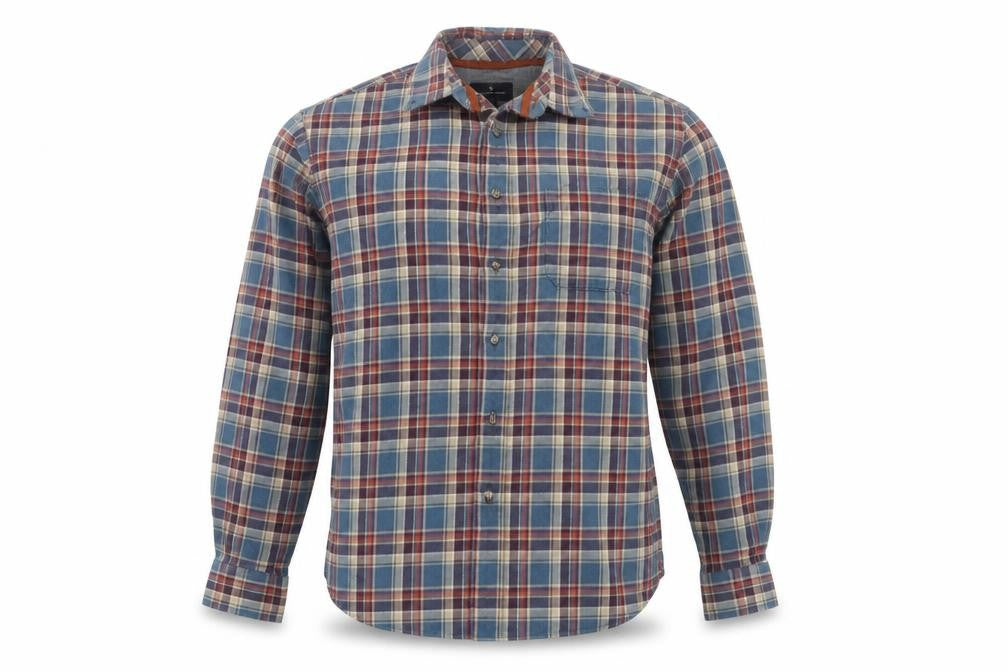 Front view of Marks & Spencer Blue Harbour Men's Multicoloured Plaid Cotton Button-Up Shirt M