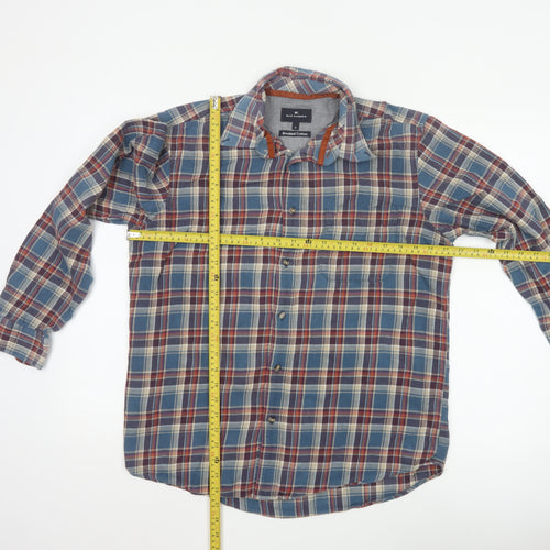 Marks and Spencer Blue Harbour Men's Multicoloured Plaid Cotton Button-Up Shirt M