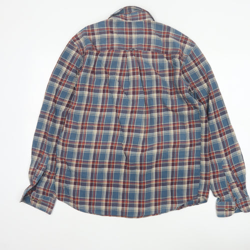 Marks and Spencer Blue Harbour Men's Multicoloured Plaid Cotton Button-Up Shirt M