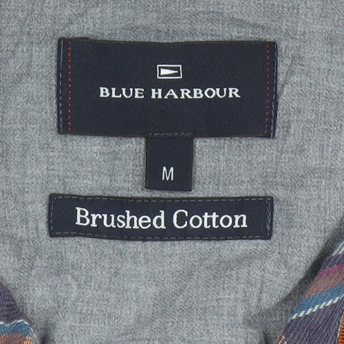 Marks and Spencer Blue Harbour Men's Multicoloured Plaid Cotton Button-Up Shirt M