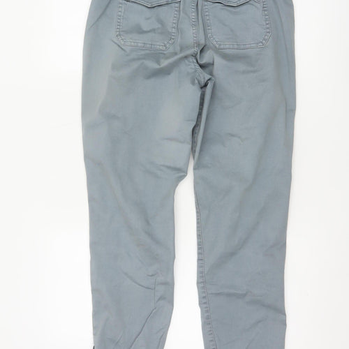 Marks and Spencer Womens Grey Regular Cotton Blend Ankle Zip Trousers Size 10