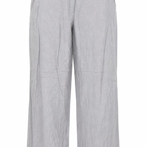 M&Co Women Grey Linen Viscose Wide-Leg Trousers Size M