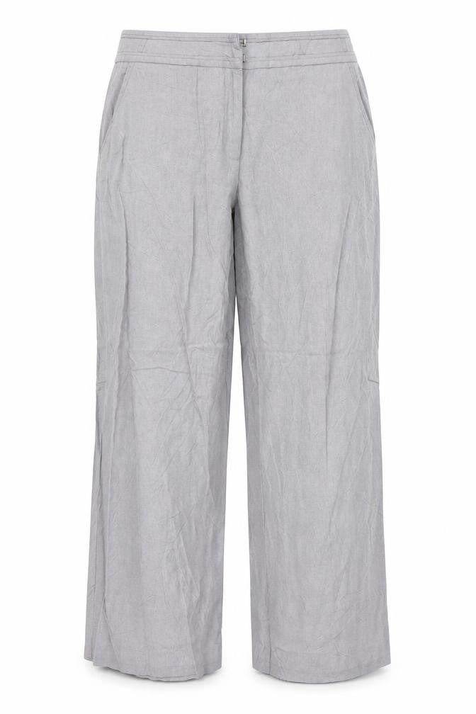 M&Co Women Grey Linen Viscose Wide-Leg Trousers Size M
