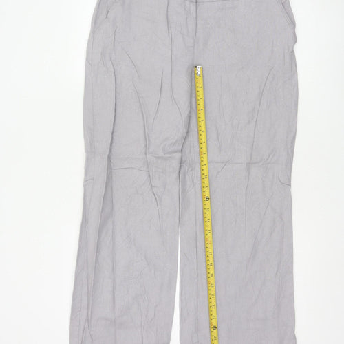 M&Co Women Grey Linen Viscose Wide-Leg Trousers Size M
