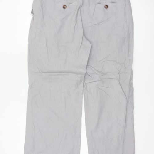 M&Co Women Grey Linen Viscose Wide-Leg Trousers Size M