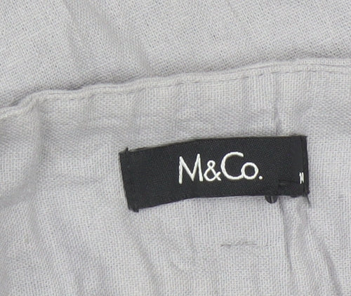 M&Co Women Grey Linen Viscose Wide-Leg Trousers Size M