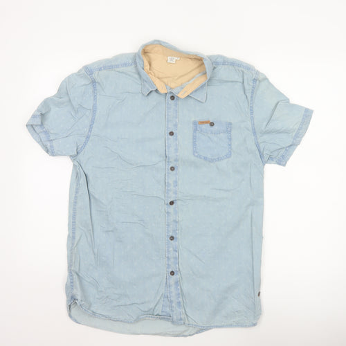 Firetrap Men's Blue Short Sleeve Denim Shirt Size M Casual