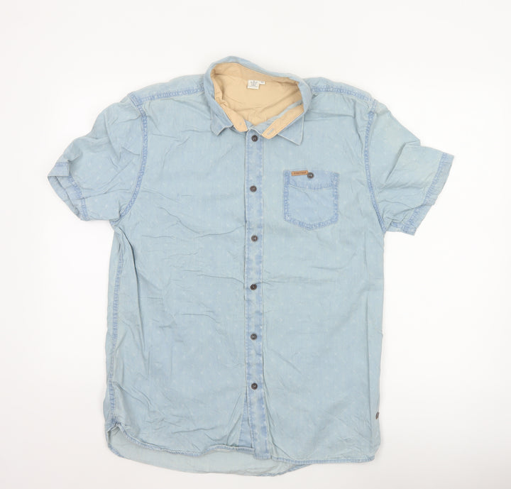 Firetrap Men's Blue Short Sleeve Denim Shirt Size M Casual