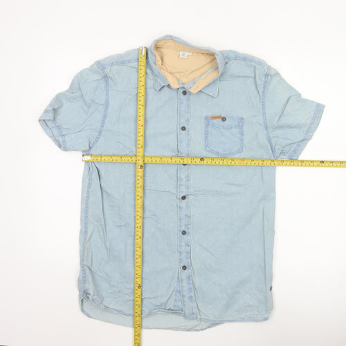Firetrap Men's Blue Short Sleeve Denim Shirt Size M Casual