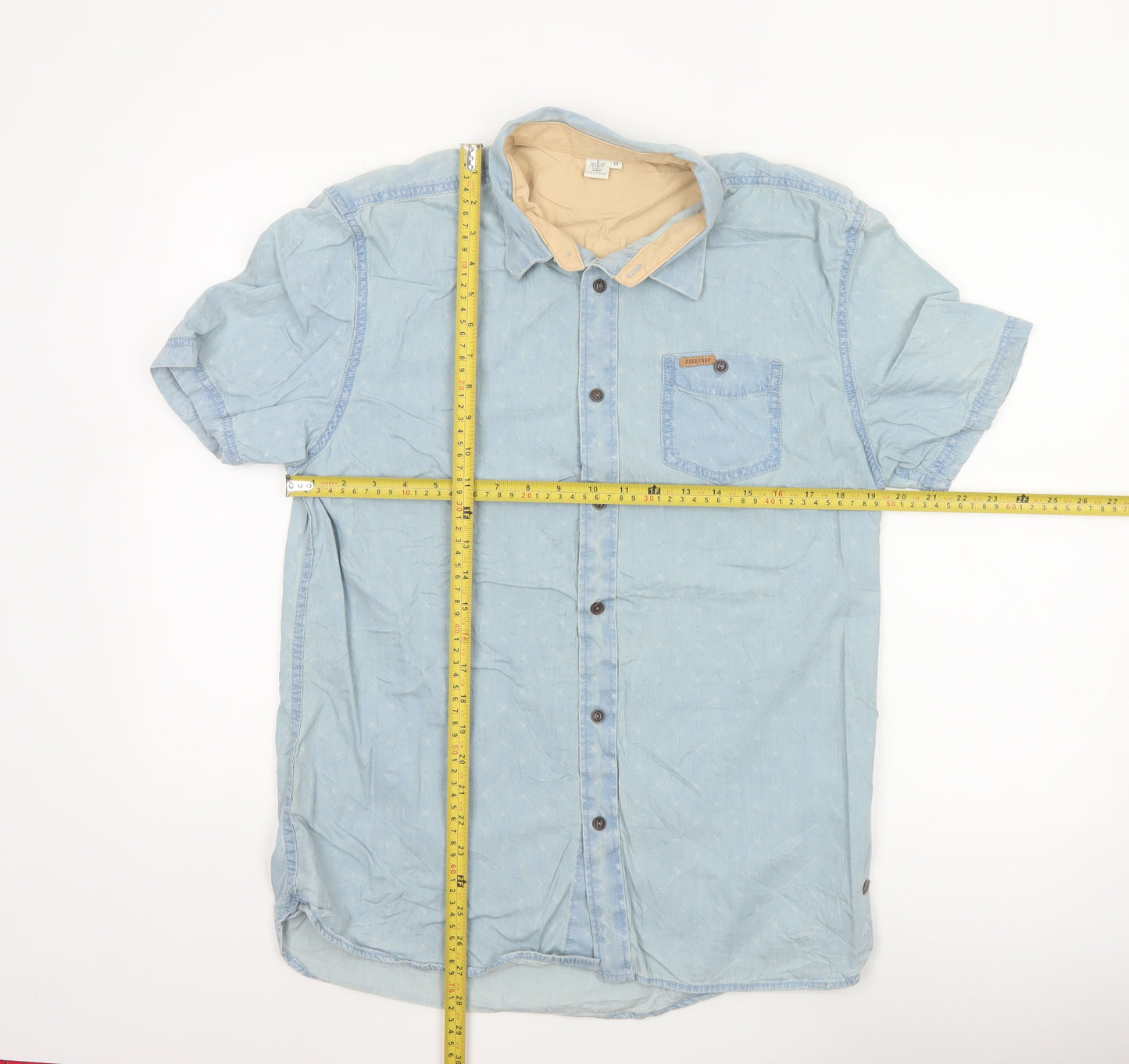 Firetrap Men's Blue Short Sleeve Denim Shirt Size M Casual
