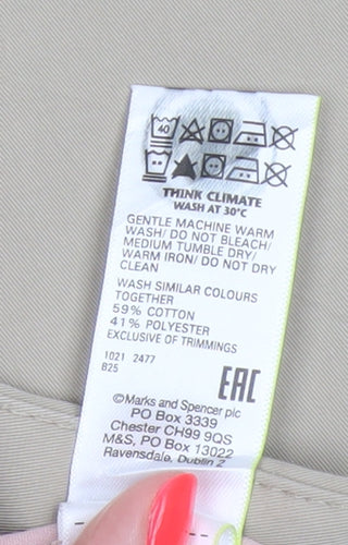 Marks and Spencer Womens Beige Chino Trousers Size 12 Regular Fit