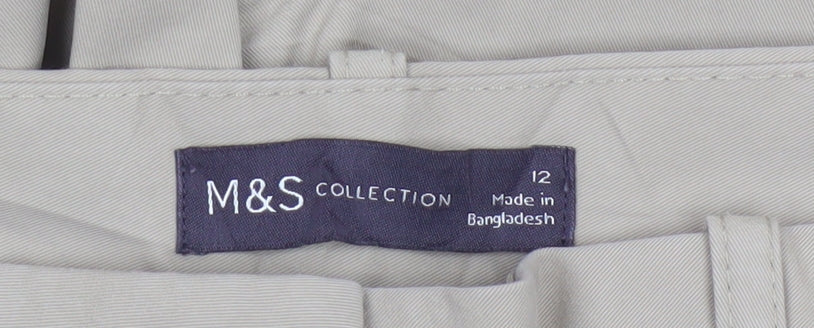 Marks and Spencer Womens Beige Chino Trousers Size 12 Regular Fit