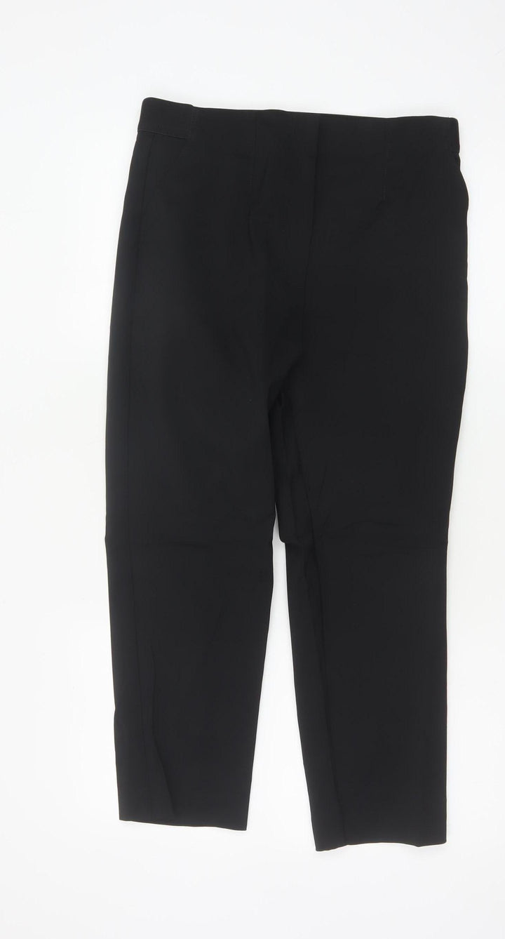 Marks and Spencer Women Black Size 12 Short Stretch Cotton Trousers