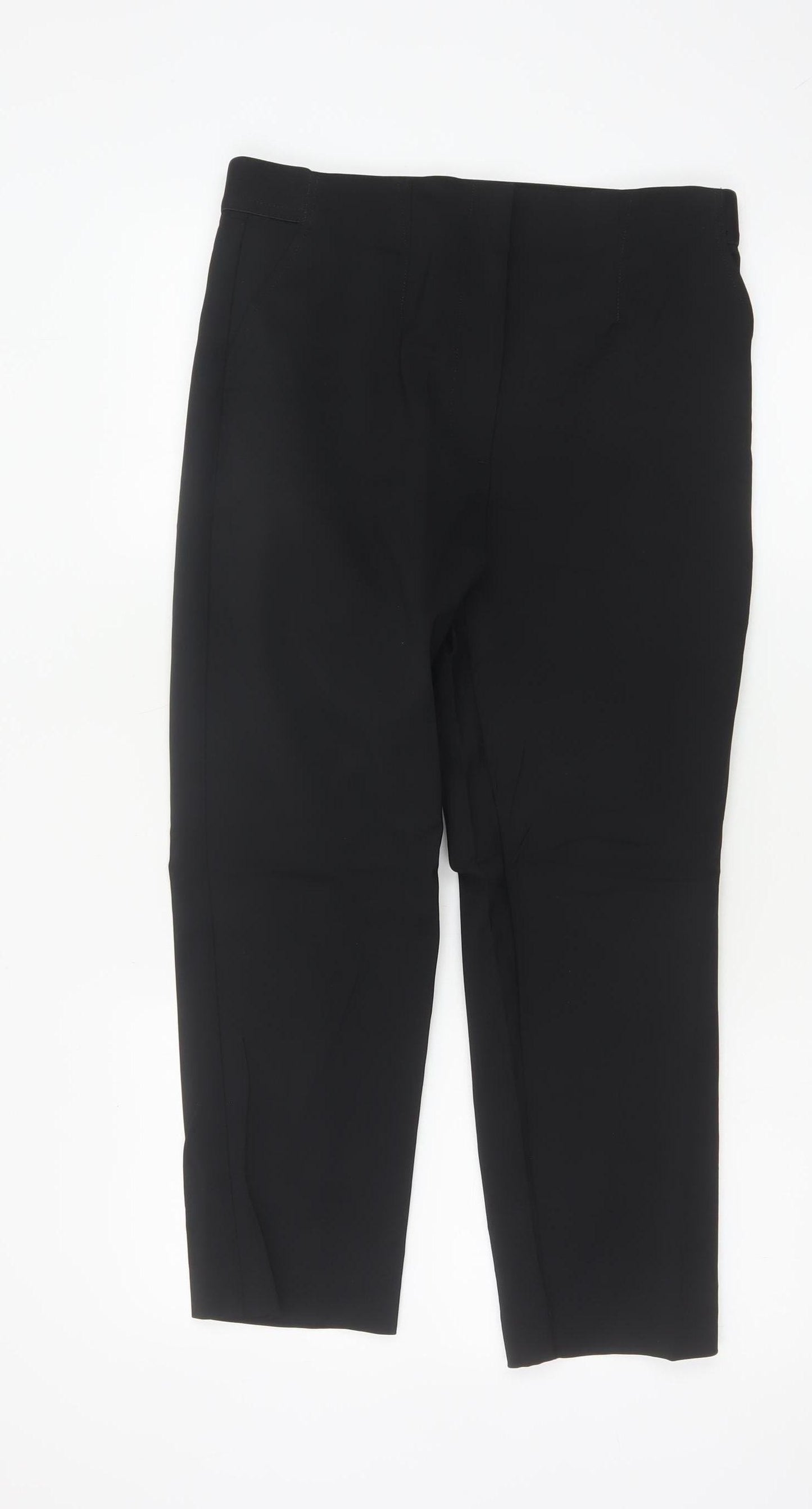 Marks and Spencer Women Black Size 12 Short Stretch Cotton Trousers