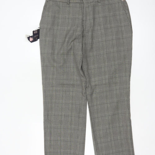 Topman Unisex Grey Check Trousers Size 32S Classic Fit