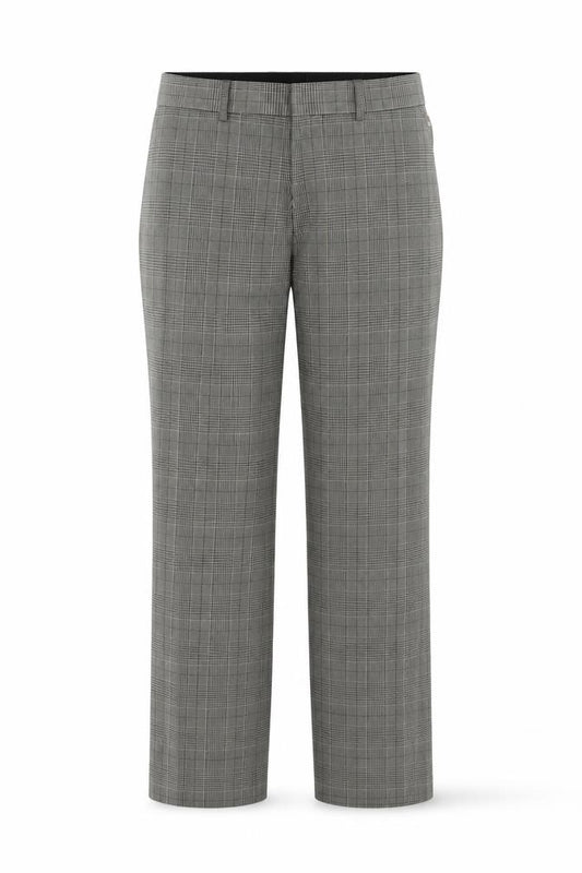Front view of Topman unisex grey check trousers size 32s classic fit