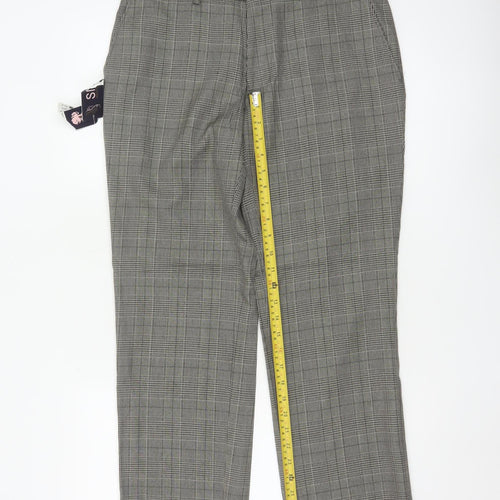 Topman Unisex Grey Check Trousers Size 32S Classic Fit