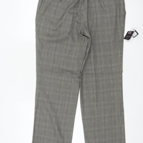 Topman Unisex Grey Check Trousers Size 32S Classic Fit