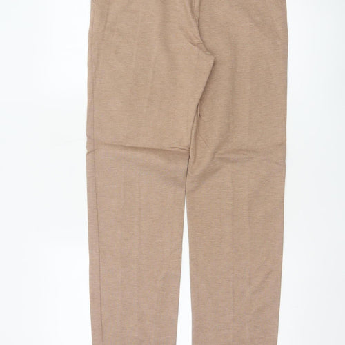 Marks and Spencer Womens Beige Regular Viscose Blend Straight Trousers Size 8