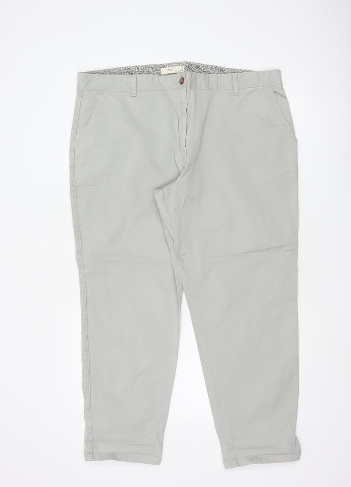 Marks and Spencer Women’s Grey Chino Trousers Size 18 Cotton Blend Casual