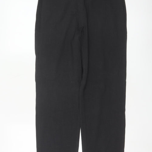 Marks and Spencer Womens Black Size 8 Regular Straight Linen Trousers