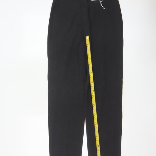Marks and Spencer Womens Black Size 8 Regular Straight Linen Trousers