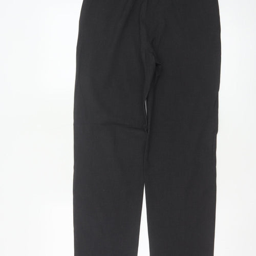 Marks and Spencer Womens Black Size 8 Regular Straight Linen Trousers