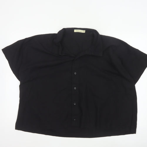 Bananeira Da Silva Womens Black Cotton Collared Button-Up Shirt M
