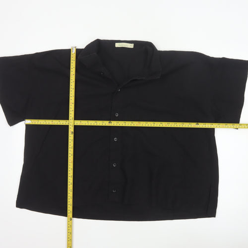 Bananeira Da Silva Womens Black Cotton Collared Button-Up Shirt M