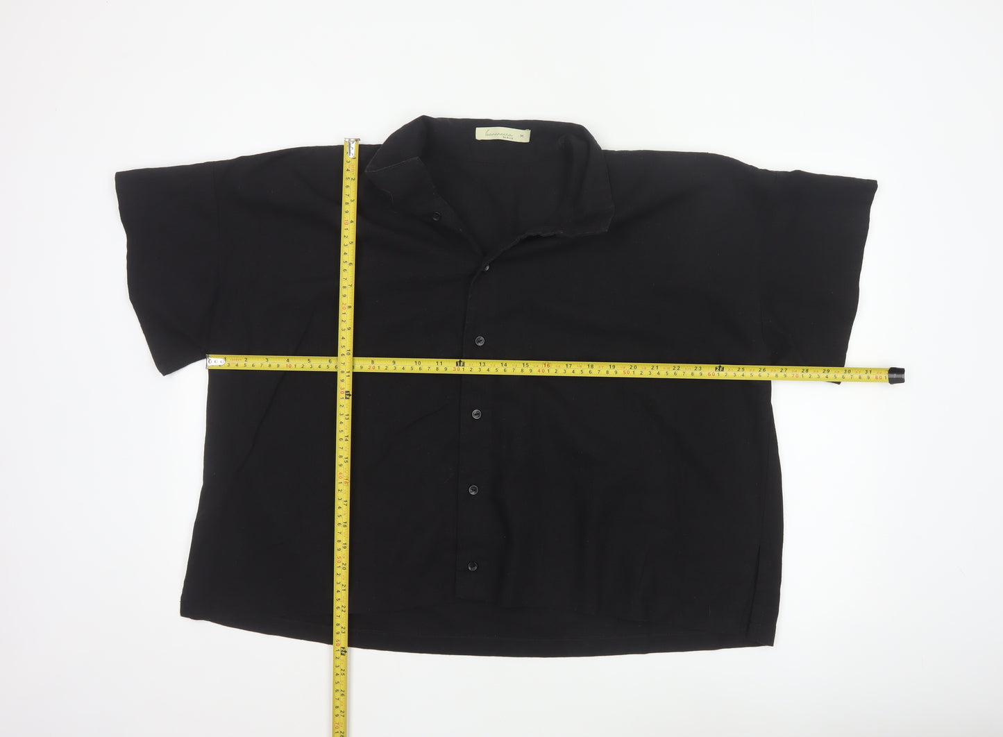 Bananeira Da Silva Womens Black Cotton Collared Button-Up Shirt M