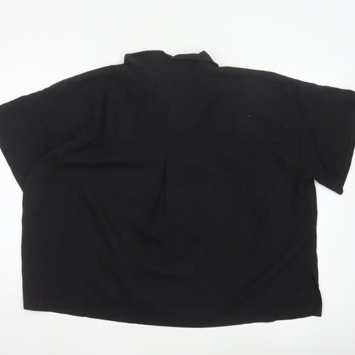 Bananeira Da Silva Womens Black Cotton Collared Button-Up Shirt M