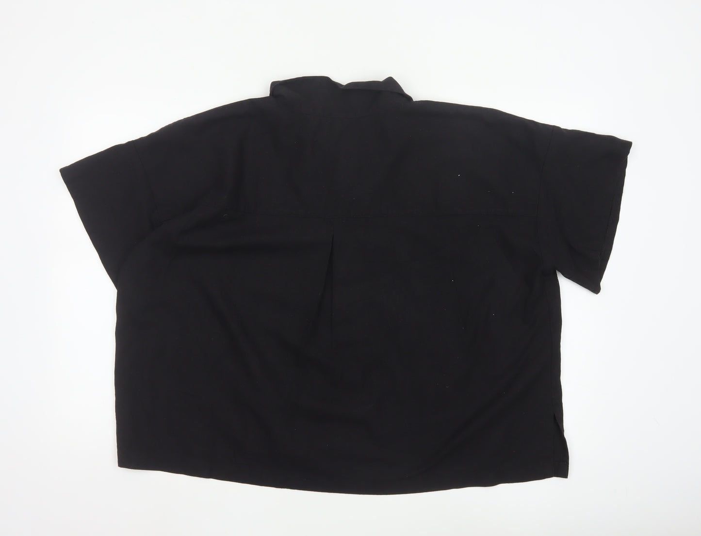 Bananeira Da Silva Womens Black Cotton Collared Button-Up Shirt M