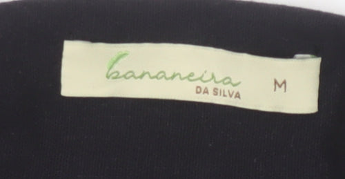 Bananeira Da Silva Womens Black Cotton Collared Button-Up Shirt M
